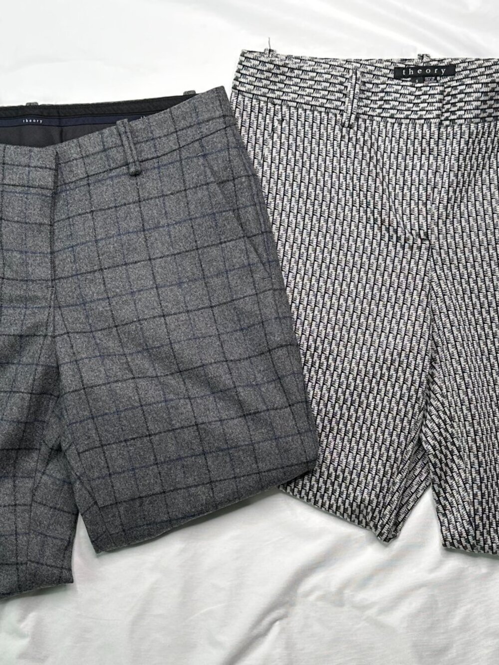 Theory Pants Womens Sz 2 Grey Plaid Treeca Tapered Leg Lot of 2